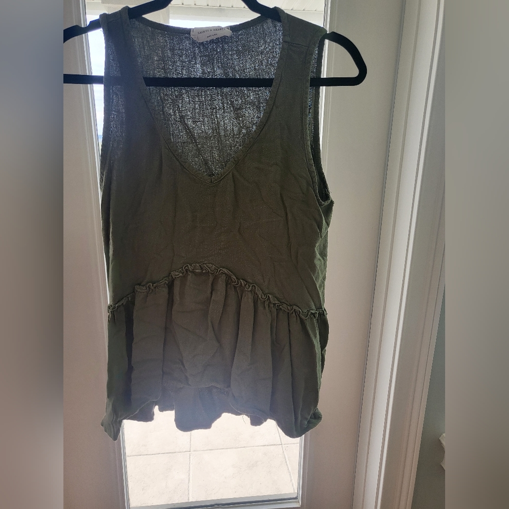 Saints and Hearts Large Tank green